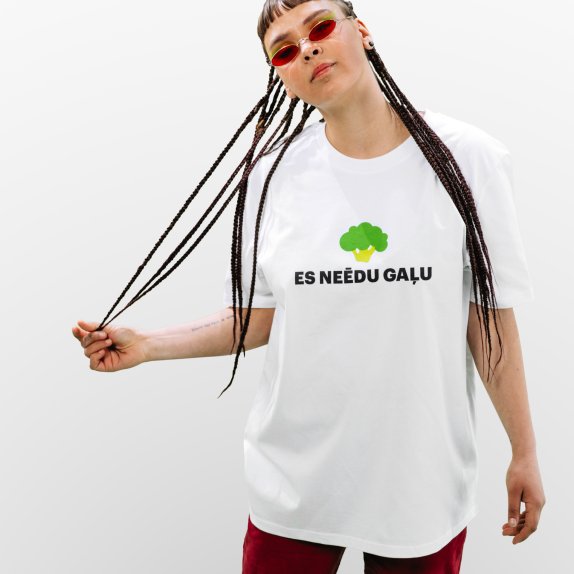 Es neēdu gaļu, balts T-krekls, Unisex