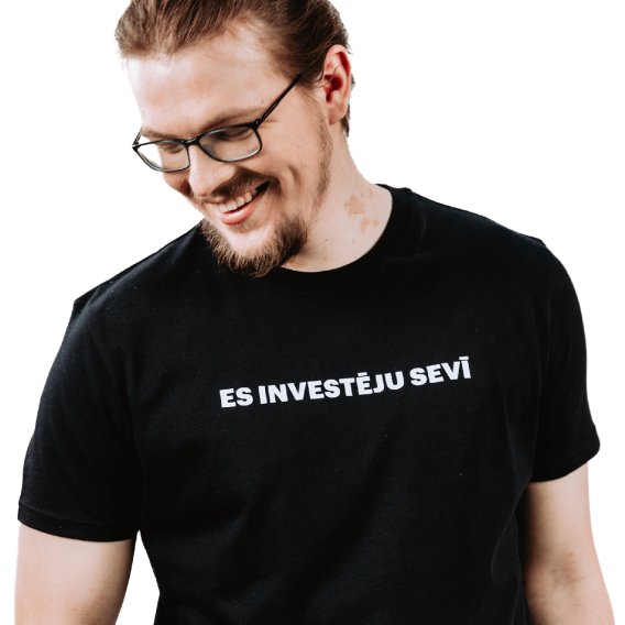 Image of Es investēju sevī, melns T-krekls